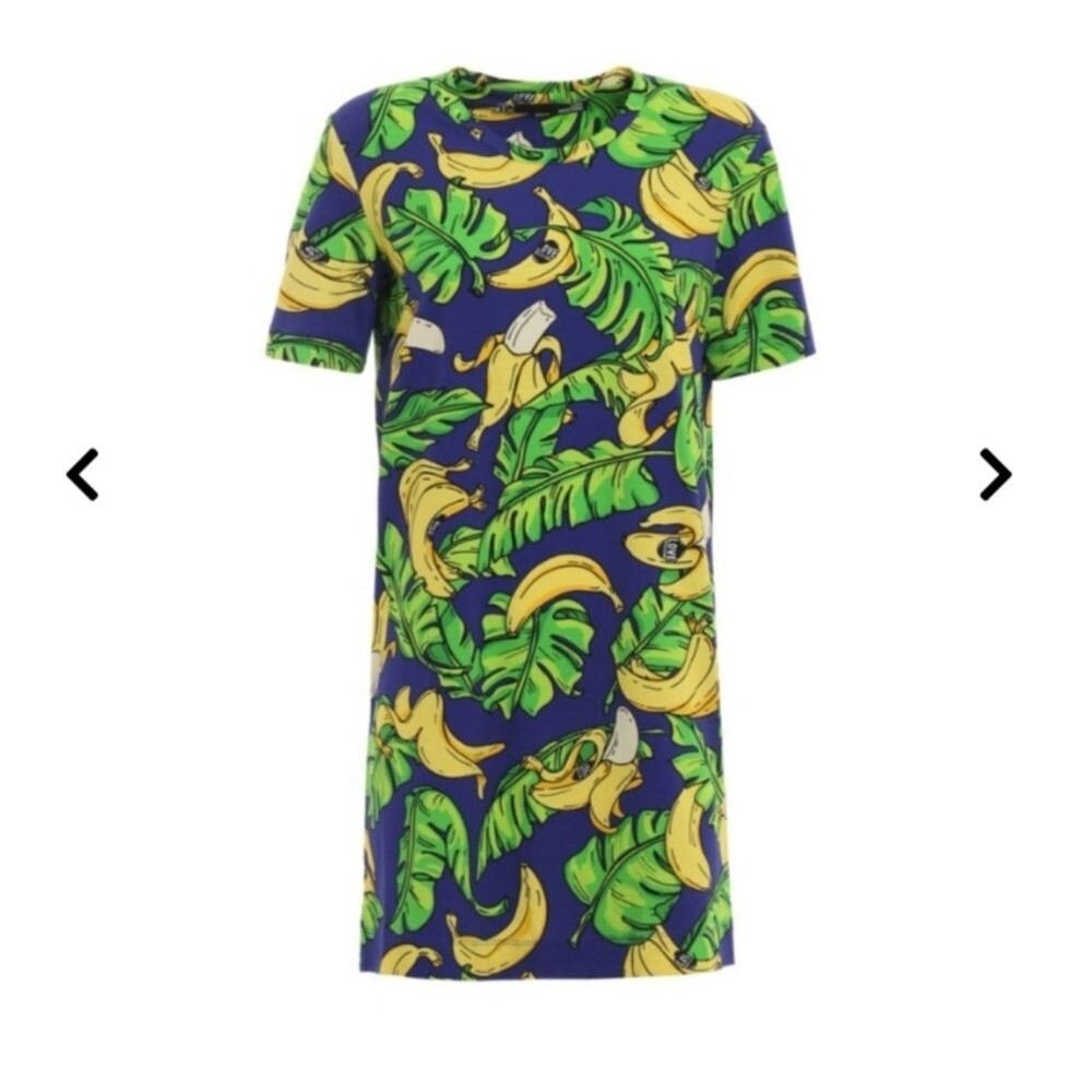 Love Moschino Dress Banana Sz 12 Stretch Short Sleeve
